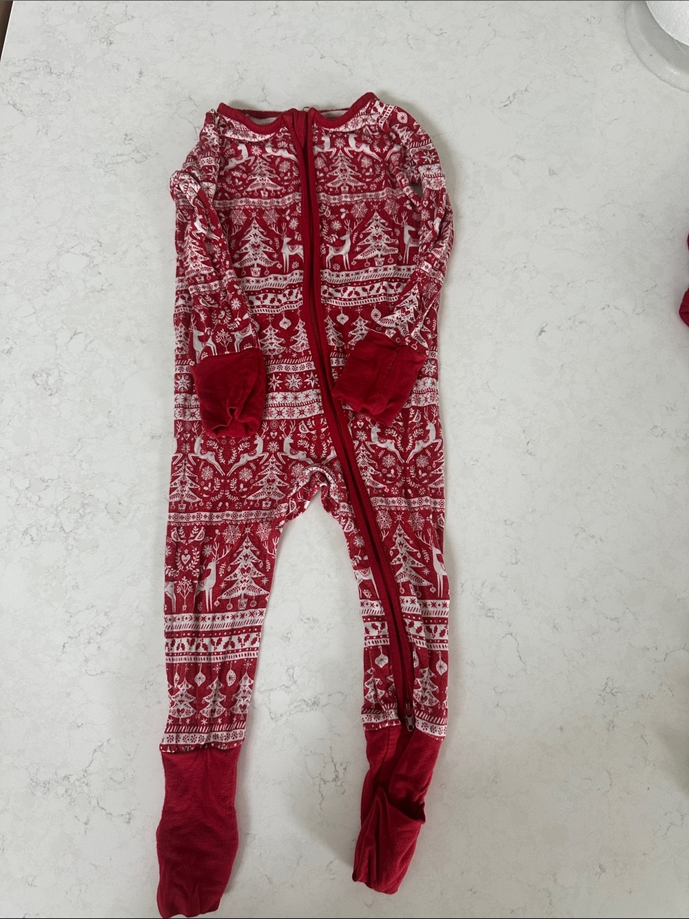 Little Sleepies Red Fair Isle Holiday Footed One-Piece